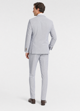 Blujacket Mens Navy Blue Subalpino Cotton Classic Fit Seersucker Suit