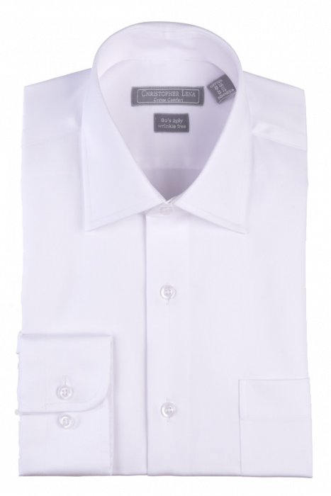 C.L. Shirts Men's Solid White Classic Fit Spread Collar Dress Shirt