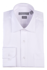 Thumbnail for C.L. Shirts Men's Solid White Classic Fit Spread Collar Dress Shirt
