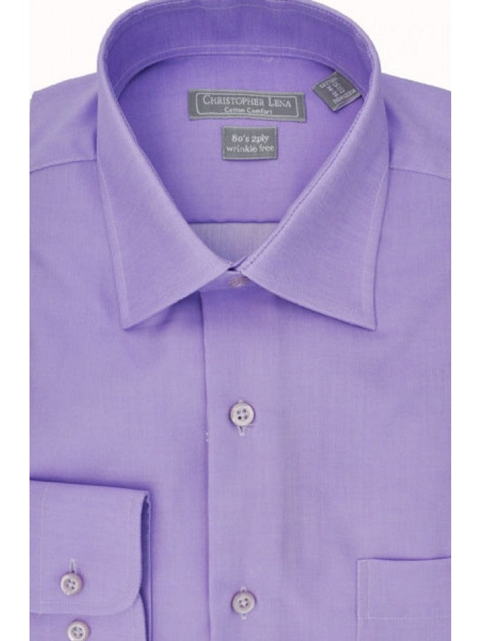 Mens Lavender Purple Spread Collar Wrinkle Free 80s 2ply Cotton Dress Shirt Mens Lavender Purple Spread Collar Wrinkle Free 80s 2ply Cotton Dress Shirt