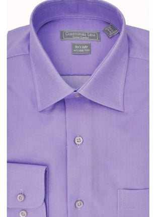 Mens Lavender Purple Spread Collar Wrinkle Free 80s 2ply Cotton Dress Shirt