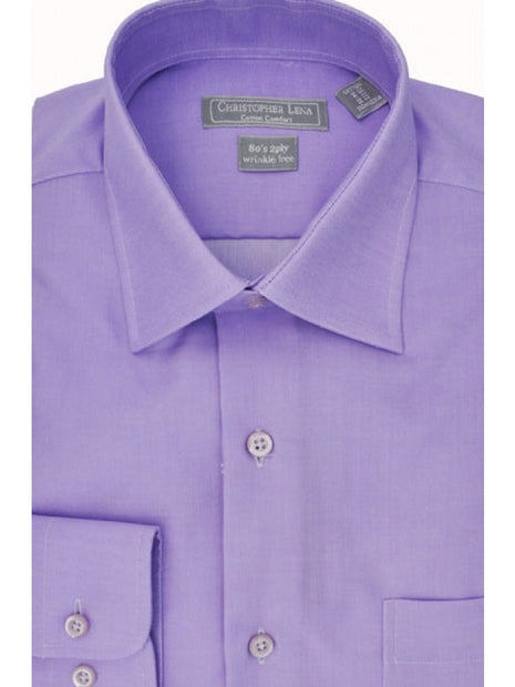 men's lavender dress shirt Mens Lavender Purple Spread Collar Wrinkle Free 80s 2ply Cotton Dress Shirt, 16.5 / 36/37