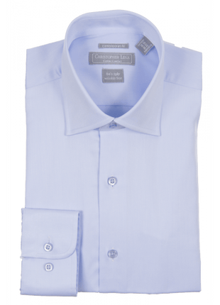 Mens Modern Fit Powder Blue Spread Collar 100% Cotton Wrinkle Free Dress Shirt