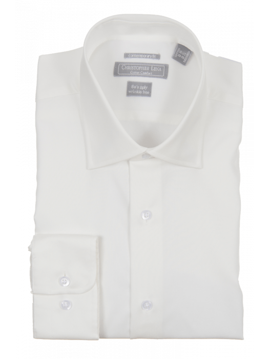 Men's Contemporary Fit Solid Off White Spread Collar Cotton Wrinkle Free Dress Shirt, 17 / 32/33 Men's Contemporary Fit Solid Off White Spread Collar Cotton Wrinkle Free Dress Shirt, 17 / 32/33