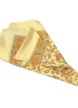 Cesare Attolini Green Paisley Pocket Square Handmade In Italy
