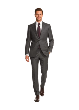 Canali Brown Basketweave 100% Wool 2 Button Suit 36R