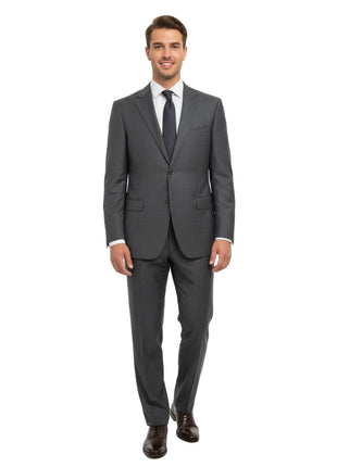 Canali Grey Micro Check 100% Wool Suit 46L