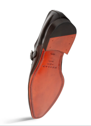 Mezlan Pego Brown Deerskin & Calf Monk Strap Dress Shoes