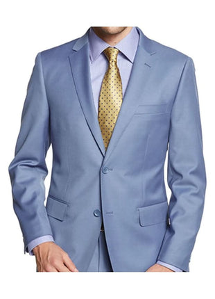 Mens Big & Tall Solid Light Blue 100% Wool 2 Button 2 Piece Regular Fit Suit