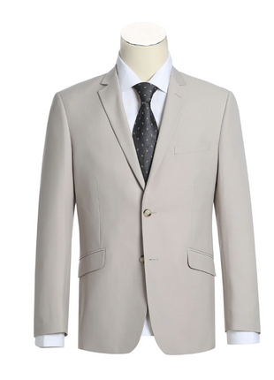 Raphael Solid Beige Notch Lapel Slim Fit Two Button Suit