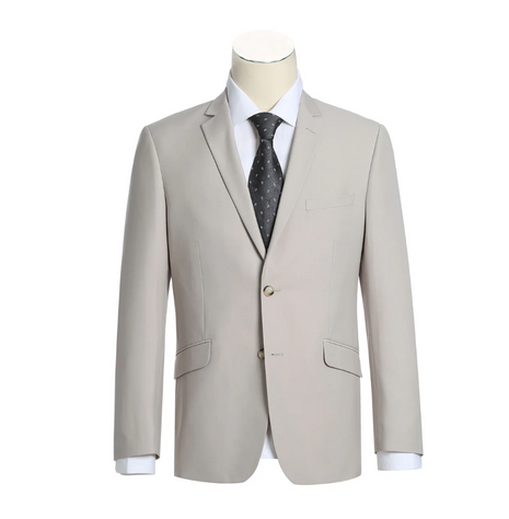 Raphael Solid Beige Notch Lapel Slim Fit Two Button Suit