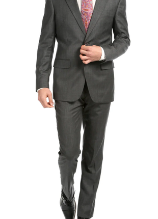 Ferrecci Mason Men’s Heather Grey Slim Fit Wool Two-Button Suit