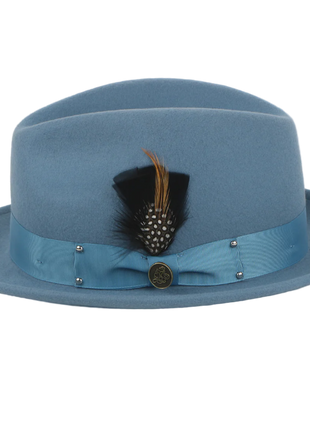 Steven Land Men's Agave Blue Fine Australian Wool Fedora Hat