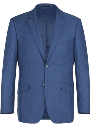 Raphael Blue Windowpane Check Slim Fit Notch Lapel Two Button Suit