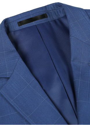 Raphael Blue Windowpane Check Slim Fit Notch Lapel Two Button Suit