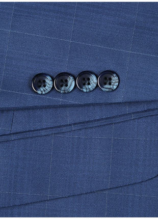 Raphael Blue Windowpane Check Slim Fit Notch Lapel Two Button Suit