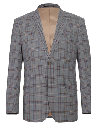 Raphael Grey Windowpane Check Slim Fit Stretch Notch Lapel Two Button Suit