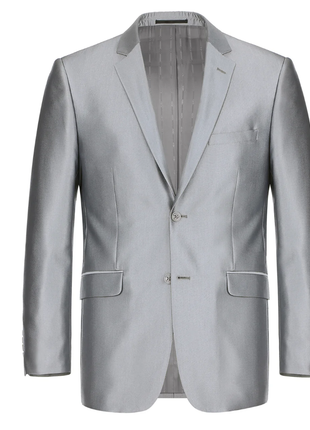 Raphael Men's Silver Sharkskin Slim Fit Notch Lapels Italian Style 2 Button Suit