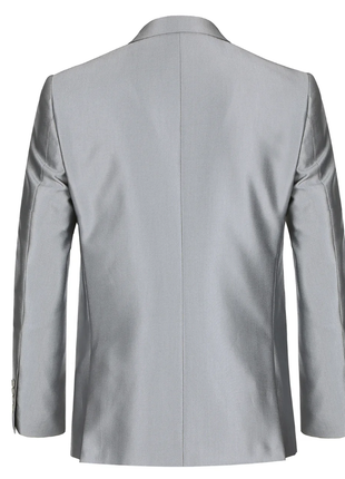 Raphael Men's Silver Sharkskin Slim Fit Notch Lapels Italian Style 2 Button Suit