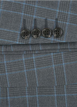 Raphael Men’s Charcoal Blue Windowpane Classic Fit Notch Lapel Two-Button Suit