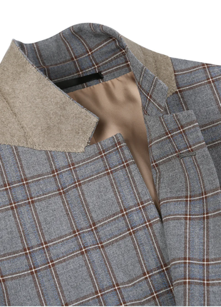 Raphael Grey Windowpane Check Slim Fit Stretch Notch Lapel Two Button Suit