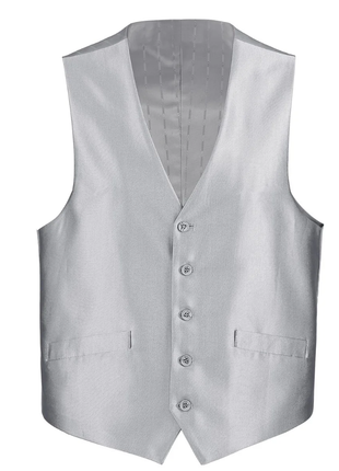 Raphael Men's Silver Sharkskin Classic Fit Five Button Vest