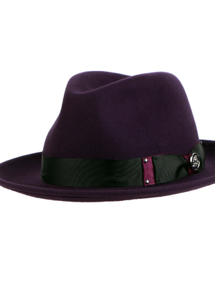 Steven Land Men's Blackberry Fine Australian Wool Fedora Hat - The Suit Depot