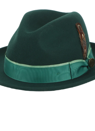 Steven Land Men's Forest Green Fine Australian Wool Fedora Hat