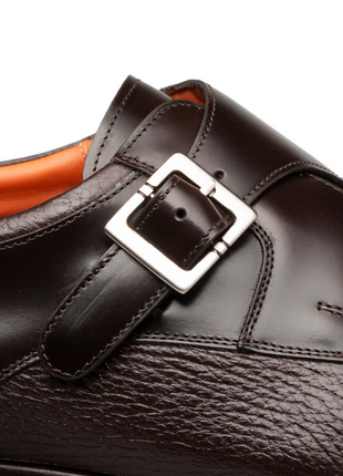 Mezlan Pego Brown Deerskin & Calf Monk Strap Dress Shoes