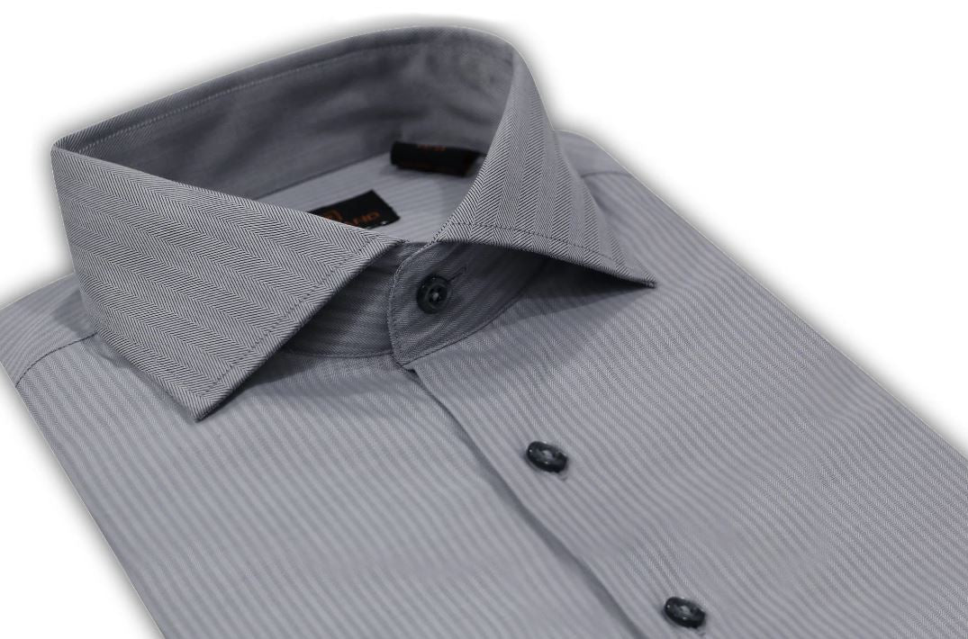 Steven Land Mens Silver Gray 100% Cotton Classic Fit French Cuff Dress Shirt