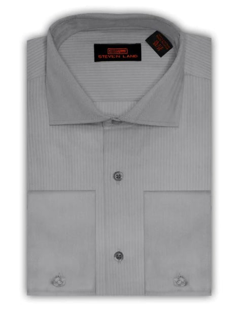 silver dress shirt mens Steven Land Mens Silver Gray 100% Cotton Classic Fit French Cuff Dress Shirt, 16 1/2 / 36/37