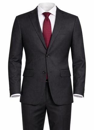 Label M Men's Classic Fit Two Button 100% Wool Wrinkle Resistant Suit - Charcoal Gray - The Suit Depot