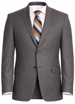 Mens Classic Fit Two Button 100% Wool Wrinkle Resistant Suit - Medium Grey
