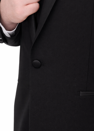 Bello Men's Slim Fit Solid Black 1-Button Shawl Lapel Tuxedo - The Suit Depot