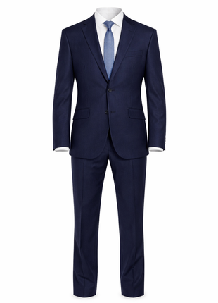 Mens Raphael Slim Fit Wool-touch Solid Blue 2 Button 2 Piece Suit Jacket & Pants - The Suit Depot