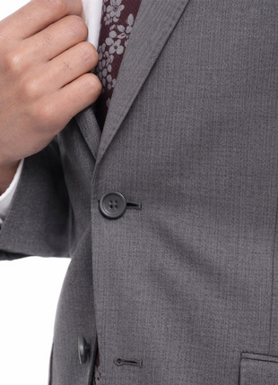 Mens Slim Fit Medium Gray Two Button 100% Wool Suit - The Suit Depot