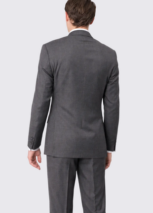 Mens Slim Fit Medium Gray Two Button 100% Wool Suit - The Suit Depot