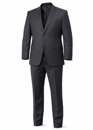 Mens Sartoria Mazara Portly Fit Solid Charcoal Gray Two Button Wool Suit - The Suit Depot