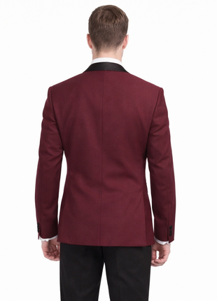 Men's Slim Fit Burgundy 1 Button Shawl Lapel Tuxedo Jacket & Pants - The Suit Depot