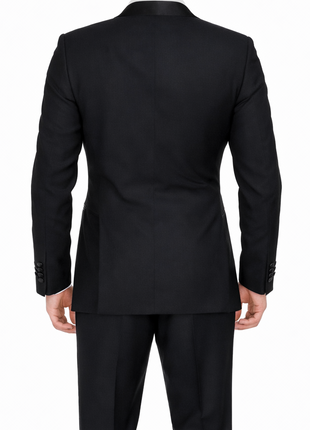 Blujacket Mens Black Shawl Lapel Zignone Wool Slim Fit Tuxedo - The Suit Depot