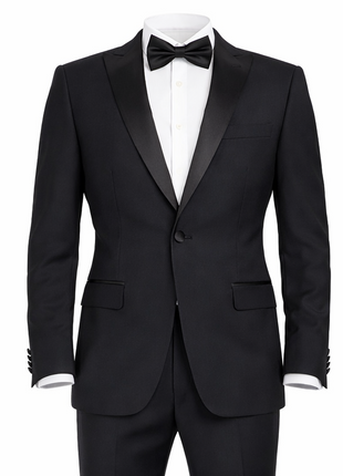 Blujacket Mens Black Peak Lapel Zignone Wool Slim Fit Tuxedo - The Suit Depot