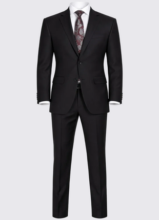 Raphael Men's Regular Classic Fit Solid Black 2 Button Mens Wool-touch Suit - The Suit Depot