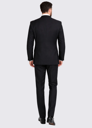 Raphael Men's Regular Classic Fit Solid Black 2 Button Mens Wool-touch Suit - The Suit Depot