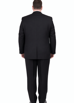 Men's Sartoria Mazara Portly Fit Executive Cut Black Two Button Wool Suit - The Suit Depot