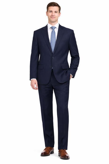 Raphael Classic Fit Solid Navy Blue Two Button Wool-touch Suit