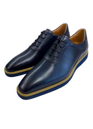 VQ Signature Lorenzo Mens Navy Lace-Up Leather Casual Shoes