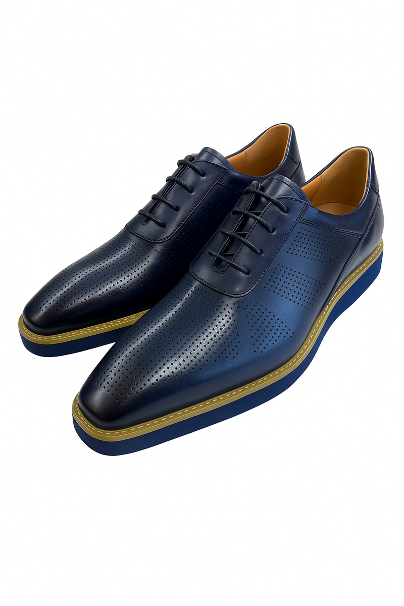 VQ Signature Lorenzo Mens Navy Lace-Up Leather Casual Shoes – The Suit Depot