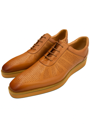 VQ Signature Lorenzo Mens Tan Lace-Up Leather Casual Shoes