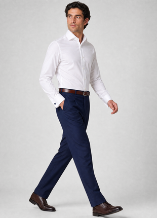Christopher Morris Solid White Slim Fit Cotton Spread Collar Non-Iron French Cuff Dress Shirt