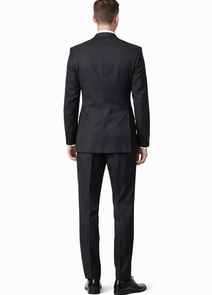 Label M Men's Classic Fit Two Button 100% Wool Wrinkle Resistant Suit - Charcoal Gray - The Suit Depot